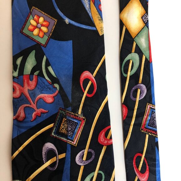 Carlo Palazzi Studio Silk Tie Black Colorful Mens Necktie Office Artistic Fun - Picture 7 of 8